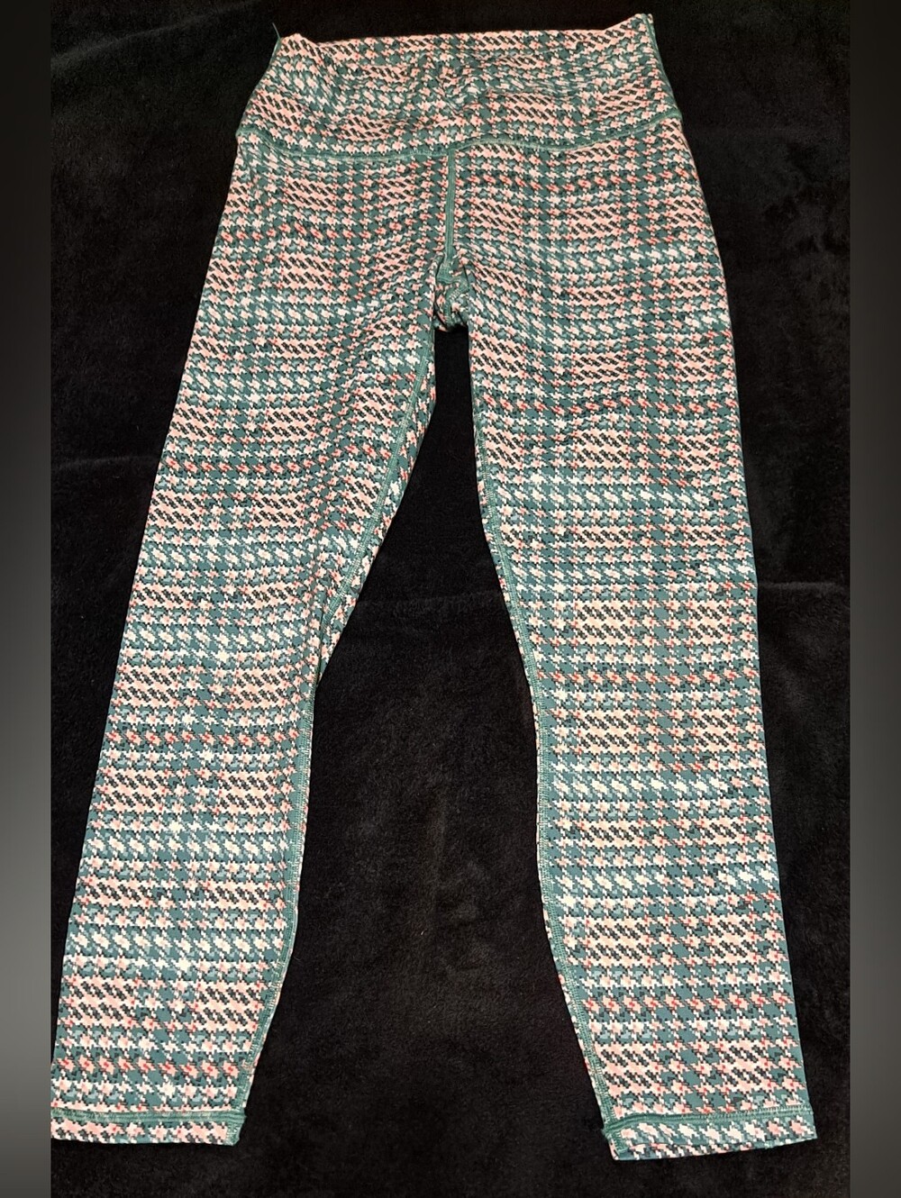 Fabletics Green Houndstooth Leggings Womens Size L